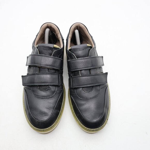 All Saints Jonah Double Strap Men's EU Size 42 Low Top Leather Sneakers Black - Picture 2 of 9